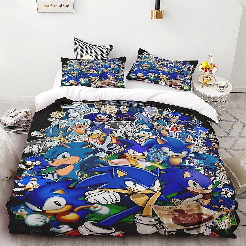 Y1816 Voodilinad Tekikott 3D Peen Sonic Tapeet Anime Digitaalne Printimine Comf_135x200cm 53x78in hind ja info | Voodipesu | kaup24.ee