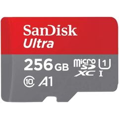 SanDisk Ultra microSDXC mälukaart, 256 GB, 150 MB/s, A1, klass 10, UHS-I, SD-adapter hind ja info | Mobiiltelefonide mälukaardid | kaup24.ee