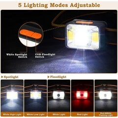 Võimas esilatern [2 komplekti], LED-peaga taskulamp, USB taaslaetav 200 luumenit 5 valgustusrežiimi valge ja punane tuli, IPX5 veekindel [energiaklass A+++] цена и информация | Настенные светильники | kaup24.ee