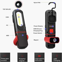 Taaslaetav LED-töövalgusti, 2-ühes 360-kraadise pöördega kontrolllamp ja 3W COB-LED-taskulambi magnetilise aluse ja konksuga töötubade jaoks, autode telkimine, isetegemine jne цена и информация | Настенные светильники | kaup24.ee