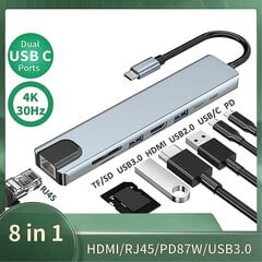 USB C-jaotur 3.0 USB-tüüpi C-adapteri dokkimisjaam Macbook Pro M1 sülearvuti jaoks 4k Hdmi-jaotur Pd kiirlaadimise USB-jaotur hind ja info | USB jagajad, adapterid | kaup24.ee