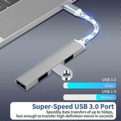 4-pordiline USB C-jaotur C-tüüpi USB-USB 3.0 jaoturi adapter, mis ühildub Macbooki, Mac Pro/Mini, iMaci, Surface Pro, XPS-i, sülearvuti, USB-mälupulgadega hind ja info | USB jagajad, adapterid | kaup24.ee