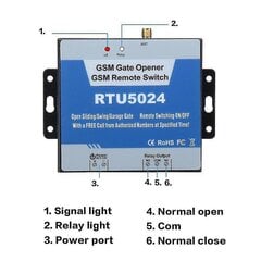 Rtu5024 Gsm värava ukseavaja relee lüliti mobiiltelefoni ukse kaugjuhtimispult 850/900/1800/1900mhz цена и информация | Автоматика и аксессуары для ворот | kaup24.ee