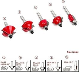 15 tk 6,35 mm varrega puidutöötlemislõikur Pilude lõikamine -freesiotsakud 1/4" varrega volframkarbiidist freesfreesi ruuteri otsaku komplekt puidust korpusega hind ja info | Ruuterid | kaup24.ee