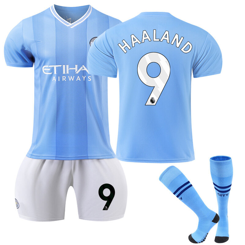 2023–2024 Manchester City Home Kids Football Kit nr 9 Haaland 3–4 aastat hind ja info | Jalgpalli varustus ja riided | kaup24.ee