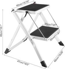 2-ступенчатый табурет, складная стремянка, мини-стальные стремянки, противоскользящие, прочные ступеньки, широкая педаль с переносной ручкой, легкая для дома, кухни, офиса, 250 фунтов, белая цена и информация | Диваны | kaup24.ee