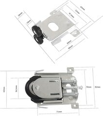 2-osaline kapi lükandukse ratas, riidekapi ukse lükandukse osad, rullikud, kapijuhikud, amortisaatoripuhvriga juhikud цена и информация | Комоды | kaup24.ee