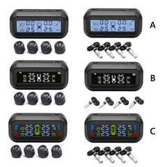 (B Sisseehitatud) Päikeseenergia auto TPMS LCD digitaalne ekraan Automaatne rehvirõhu jälgimine rehvitemperatuuri häiresüsteem 4 välise anduriga цена и информация | Дополнительные принадлежности | kaup24.ee