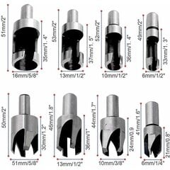 Süvistatav puidutüübli komplekt 8 puidust tihvti puuritüübliga lõikeriist puidutüübli valmistamiseks. hind ja info | Käsitööriistad | kaup24.ee