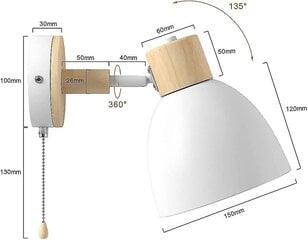 Sisevalgusti lülitiga seinavalgusti Puidust vintage E27 seinavalgustid Retro tööstuslikud LED-seinavalgustid magamistuppa, elutuppa, treppidele hind ja info | Seinavalgustid | kaup24.ee
