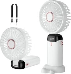 Käsiventilaator, USB-taaslaetav kaasaskantav miniventilaator, 5-kiiruseline väike taskuventilaator koos alusega, 4200 mAh akuga kokkupandav lauaventilaator kontorisse, väljas 1 tk hind ja info | Ventilaatoriga valgustid | kaup24.ee