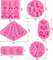 6 tk / komplekt Christmas Fondant koogi silikoonvorm, jõulupuu, Holly lehed, цена и информация | Рождественские украшения | kaup24.ee