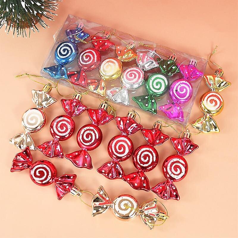 6 tk Candy Cane ripatsid Red Candy Crutch Rippuv jõulupuu kaunistus koju uusaasta kingitused Navidad Noel kaunistused hind ja info | Jõulukaunistused | kaup24.ee