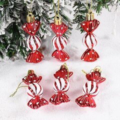 6 tk Candy Cane ripatsid Red Candy Crutch Rippuv jõulupuu kaunistus koju uusaasta kingitused Navidad Noel kaunistused цена и информация | Рождественские украшения | kaup24.ee