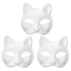 PCS Therian Masks White Cat Masks Läikiv DIY Halloween Mask Loomade, Kasside mask hind ja info | Karnevali kostüümid | kaup24.ee