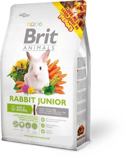 Brit Animals Rabbit Junior täissööt noortele jänestele 1,5 kg hind ja info | Toit väikeloomadele | kaup24.ee