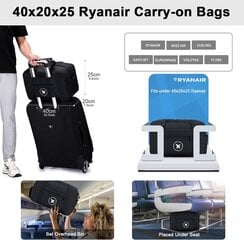 Ryanairi salongikott 40x20x25 reisikott Kokkupandav istmealune salongikott Veekindel nädalavahetusekott Kerge käsipagas hind ja info | Kohvrid, reisikotid | kaup24.ee