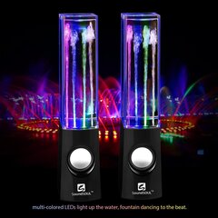 Water Dancing Speakers Light Seven Waterdance Speaker Show Water Fountain Speakers Светодиодные динамики 3,5-мм аудиоразъем Цветные светодиодные фонари Портативные динамики (квадратные черные) цена и информация | Смарттехника и аксессуары | kaup24.ee