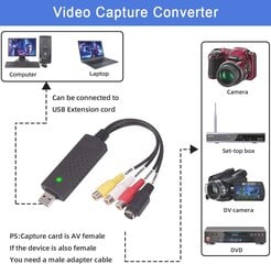 Аудиозахват, конвертер видеозахвата Аудио Видео USB 2.0, VHS Аналого-Цифровой цена и информация | Смарттехника и аксессуары | kaup24.ee