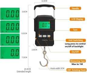 75 kg/165 naela kaasaskantav digitaalne pagasikaal koos mõõdulindiga, elektroonilised reisikaalud hind ja info | Nutiseadmed ja aksessuaarid | kaup24.ee