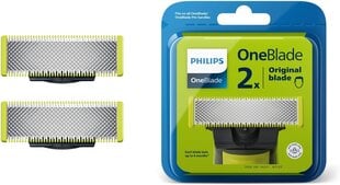 Philipsi OneBlade'i asendusterade 2-pakk sobib kõigile OneBlade'i käepidemetele (mudel QP220/50) цена и информация | Косметика и средства для бритья | kaup24.ee