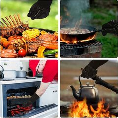 Grillikindad Ahjukindad Kuumuskindlad kuni 800°C Köögikindad BBQ grillkindad (mustad) цена и информация | Аксессуары для гриля и барбекю | kaup24.ee