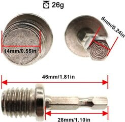 Puuri ühendusvarda metallist vars M14 kuusnurkne poleerimisketta adapteri varda adapter 2 tk, puuri ühendusvarras цена и информация | Принадлежности для шитья | kaup24.ee