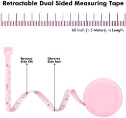 2-pakiline mõõdulint keha, õmbluskanga ja käsitöö jaoks, sissetõmmatav, kahepoolne, 5 jalga, roosa цена и информация | Принадлежности для шитья | kaup24.ee