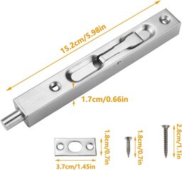 peidetud ukselukku, lükandukse lukud 15 cm, 304 roostevabast terasest varjatud ukse lukk hind ja info | Valvesüsteemi tarvikud | kaup24.ee
