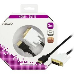 Deltaco HDMI-113-K,HDMI/DVI, 3 m цена и информация | Кабели и провода | kaup24.ee