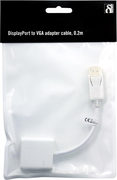 Deltaco DP-VGA8, DisplayPort, VGA, 0.2m цена и информация | Kaablid ja juhtmed | kaup24.ee