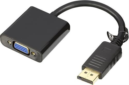 Deltaco DP-VGA7-K, DP/VGA, 0.2 m цена и информация | Kaablid ja juhtmed | kaup24.ee