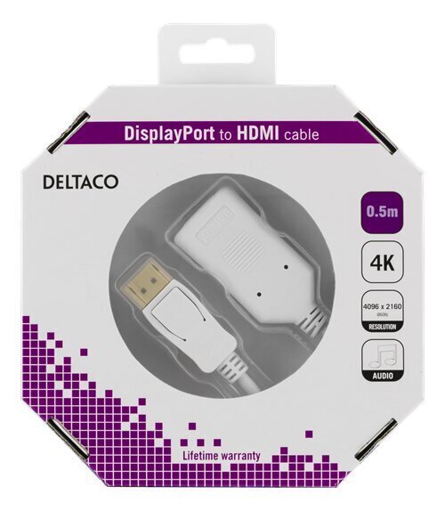Deltaco DP-HDMI35-K, DisplayPort, HDMI, 0.5m цена и информация | Kaablid ja juhtmed | kaup24.ee