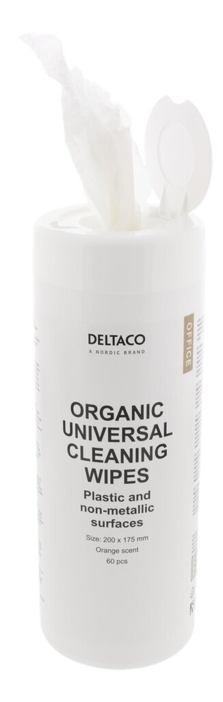 Deltaco kontori orgaanilised universaalsed puhastuslapid, 200x175mm, 1 pakendis - 60 tk. hind ja info | Puhastusvahendid | kaup24.ee