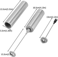 Elektriline piimavahustaja roostevabast terasest käeshoitav minivahumasin 2 visplipeaga hoiukaanega hind ja info | Muud mööblitarvikud | kaup24.ee