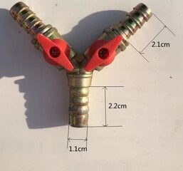 Messingist kuulkraan, 8 mm, 3-suunaline kuulventiil, okastraadiga toruliitmik vee, gaasi, õli jaoks (1 tk) цена и информация | Сантехнические соединения, клапаны | kaup24.ee