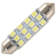 2X 12 Smd 3528 Led Valge Auto Interjöör C5w Kuppel Festoon Pirnlamp Alalisvooluga 12V 42Mm hind ja info | Autotuled | kaup24.ee