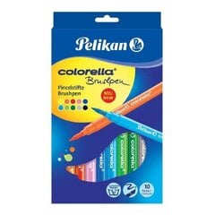 Viltpliiatsid Pelikan - 10 värvi, pintselotsaga hind ja info | Kunstitarbed, voolimise tarvikud | kaup24.ee