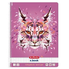 Cпиральный блокнот Herlitz Wild Animals / Рысь – A4/80, клетчатый цена и информация | Тетради и бумажные товары | kaup24.ee