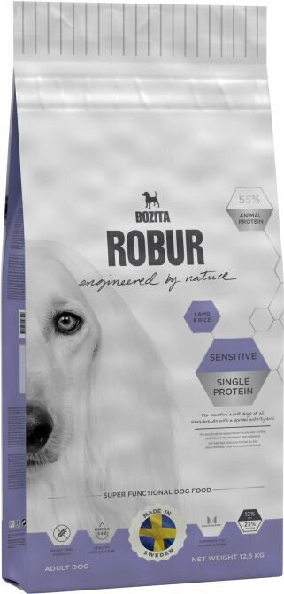 Bozita Robur Sensitive Single Protein Lamb & Rice koeratoit 12,5kg hind ja info | Kuivtoit koertele | kaup24.ee