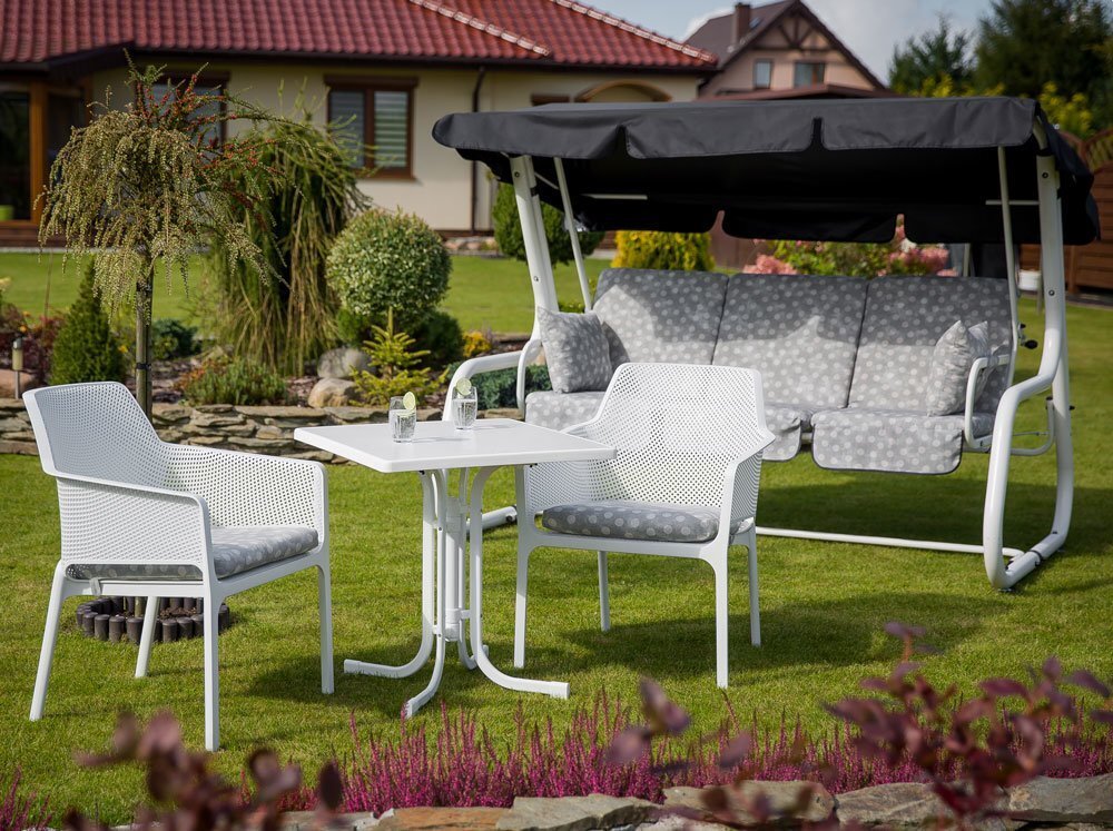 Laud Patio Dine & Relax 70x70 cm, valge/hall hind ja info | Aialauad | kaup24.ee