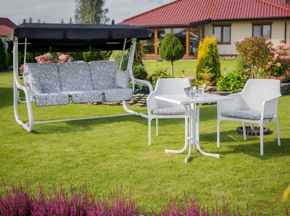 Laud Patio Dine & Relax 70x70 cm, valge/hall hind ja info | Aialauad | kaup24.ee