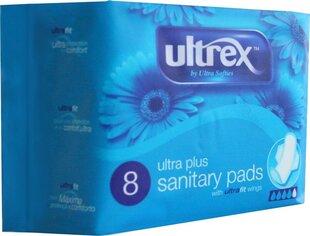 Hügieenisidemed Ultrex Ultra Plus, 8 tk hind ja info | Tampoonid, hügieenisidemed, menstruaalanumad | kaup24.ee