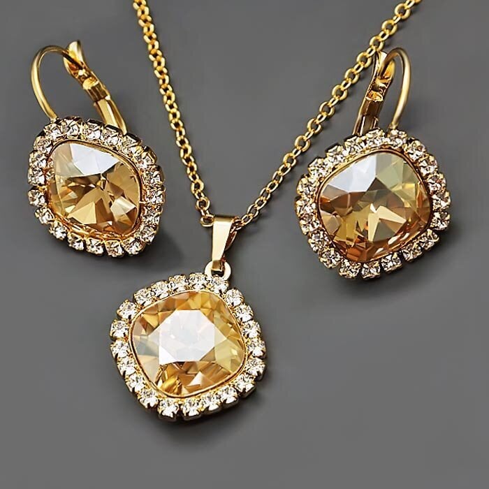 Ehtekomplekt Diamond Sky “Glare III (Golden Shadow)” Swarovski™ Kristallidega цена и информация | Ehete komplektid | kaup24.ee