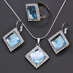 Ehtekomplekt Diamond Sky “Adelia III (Aquamarine Blue)” Swarovski™ Kristallidega hind ja info | Ehete komplektid | kaup24.ee