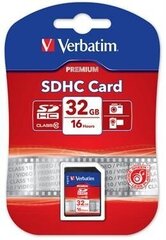 verbatim secure digital card premium u1, 32gb, sdhc, 43963, uhs-i u1 (class 10) цена и информация | Карты памяти | kaup24.ee