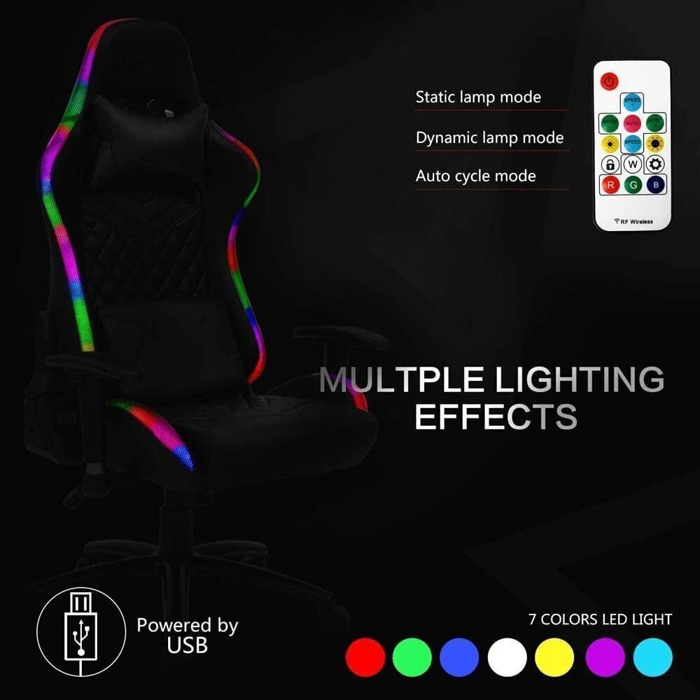 Mänguritool Happy Game LED valgustusega 8051, must hind ja info | Kontoritoolid | kaup24.ee