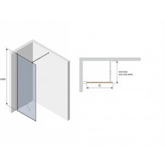 Dušisein Mexen Walk-In Fox, 70, 80, 90,100,110,120x190 cm, clear black hind ja info | Dušikabiinide uksed ja seinad | kaup24.ee