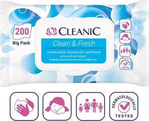 Влажные салфетки Cleanic Clean&Fresh, 200 шт. цена и информация | Аппараты для ухода за лицом | kaup24.ee