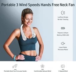 Kaela ventilaator jahutus kaasaskantav isiklik ventilaator 360° USB laetav hind ja info | Mobiiltelefonide laadijad | kaup24.ee